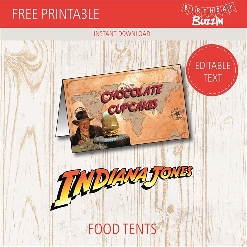 Free printable Indiana Jones Food tents
