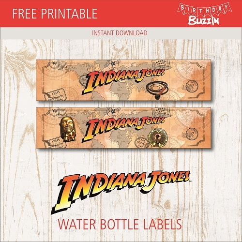 Free printable Indiana Jones Water bottle labels