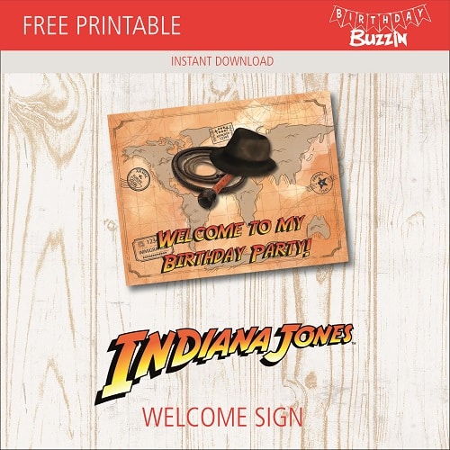 Free printable Indiana Jones Welcome Sign
