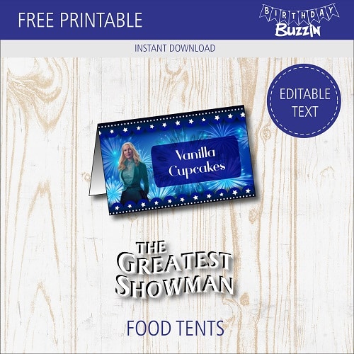 Free printable The Greatest Showman Food tents