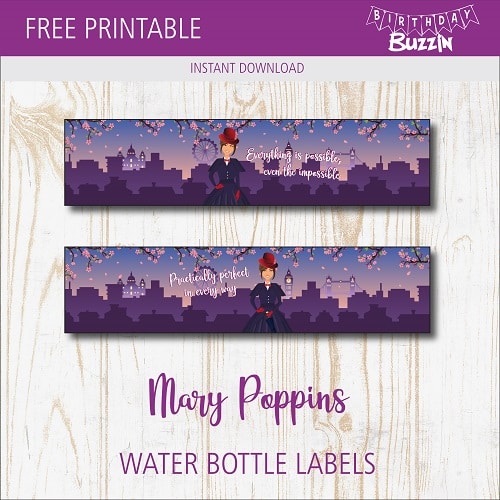 Free Printable Mary Poppins Water bottle labels