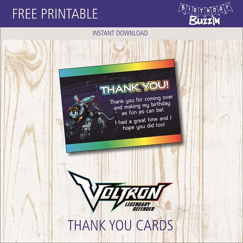 Free Printable Voltron Thank You Cards