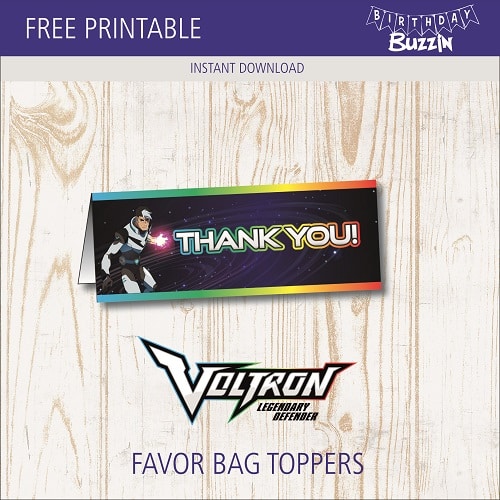 Free printable Voltron Favor Bag Topper