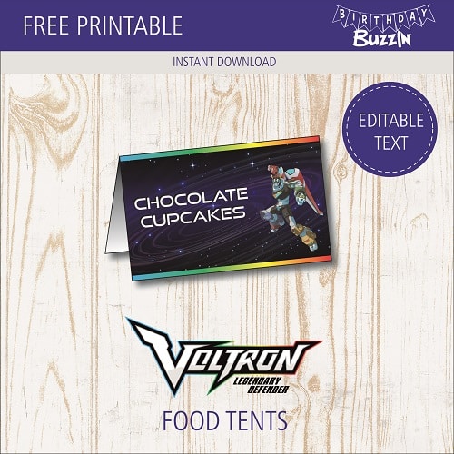 Free printable Voltron Food tents