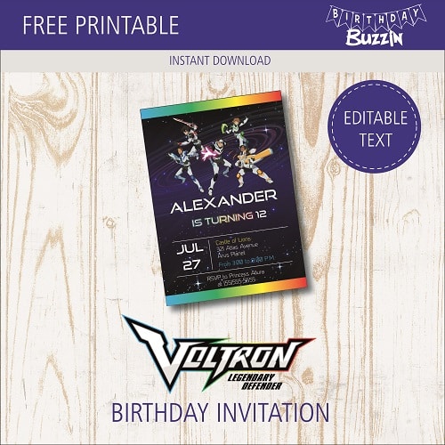 Free printable Voltron birthday party Invitations