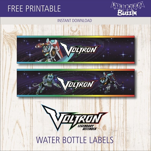 free printable Voltron Water bottle labels