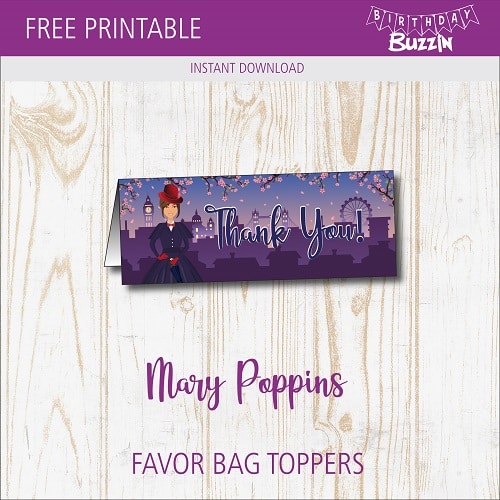 Free Printable Mary Poppins Favor Bag Toppers