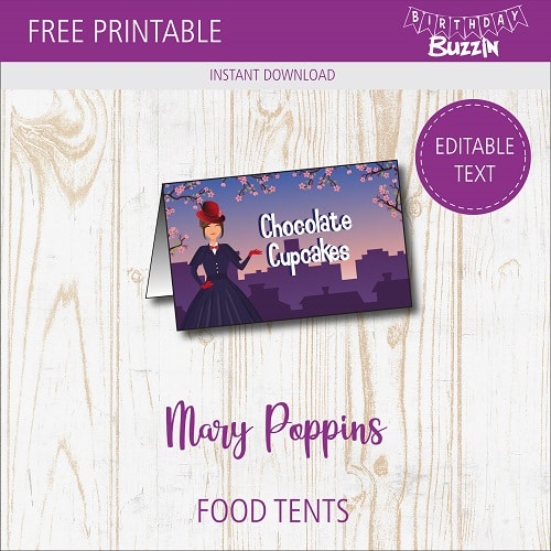 Free Printable Mary Poppins Food tents