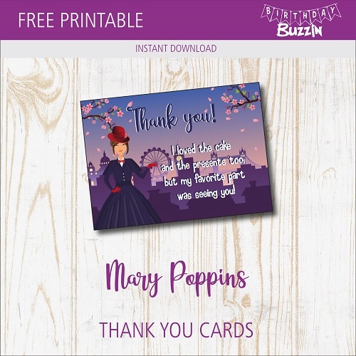 Free Printable Mary Poppins Thank You Cards