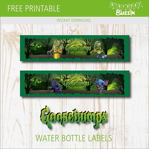 Free printable Goosebumps Water bottle label