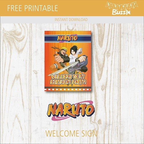 Free printable Naruto Welcome Sign