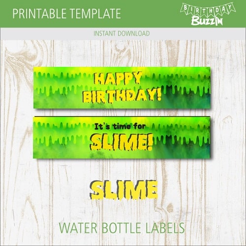Free printable Slime Water Bottle Labels