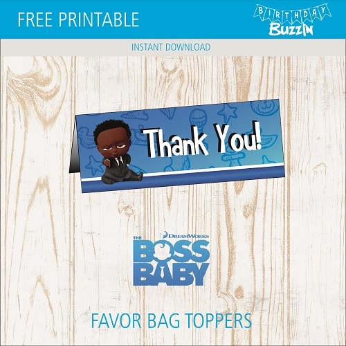 Free Printable African American Boss Baby Favor Bag Toppers