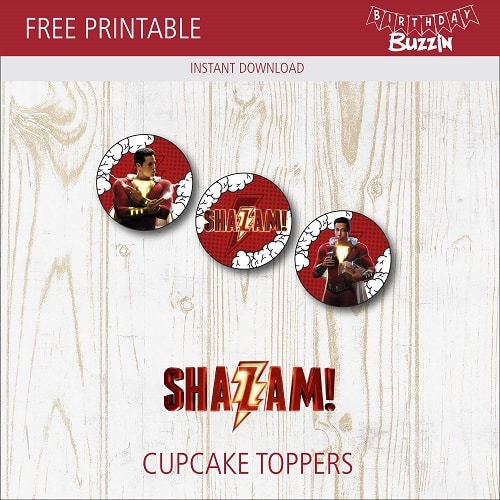 Free Printable Shazam Cupcake Toppers