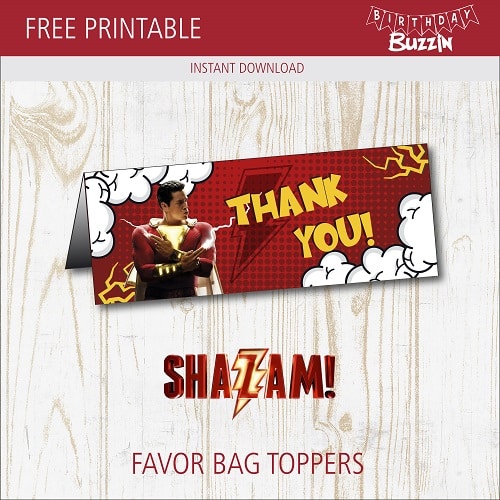 Free Printable Shazam Favor Bag Toppers