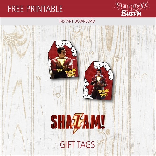 Free Printable Shazam Favor Tags