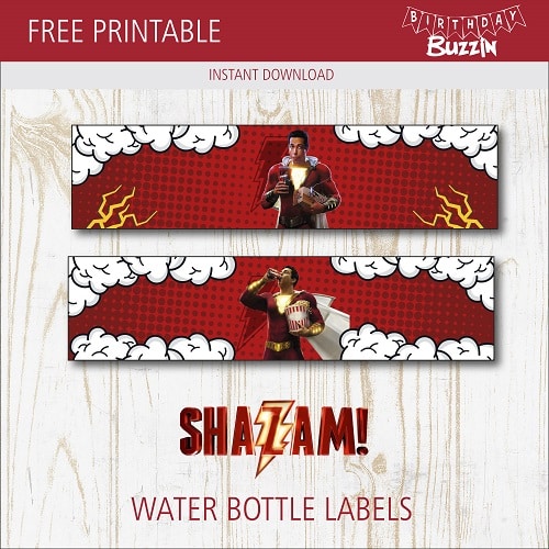 Free Printable Shazam Water bottle labels