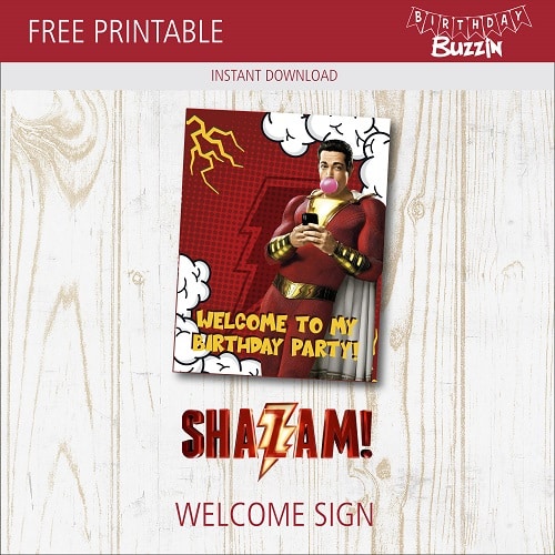 Free Printable Shazam Welcome Sign