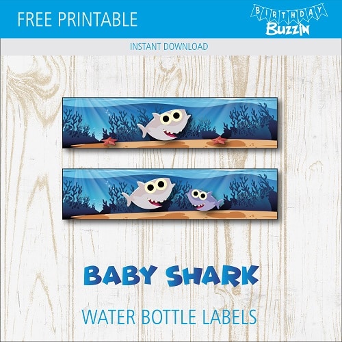 Baby Shark Birthday Water Bottle Labels 
