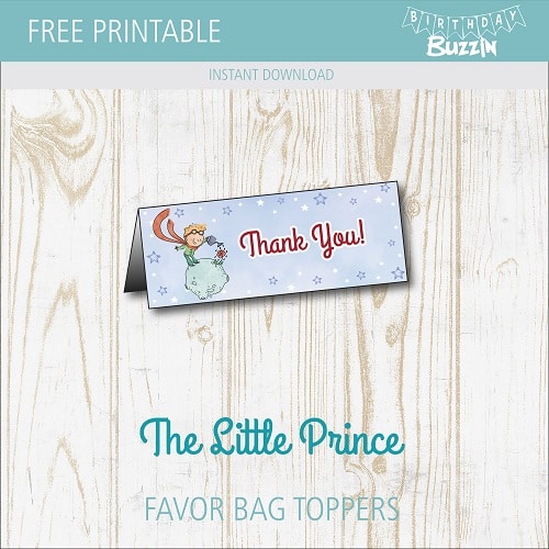 Free printable Little Prince Favor Bag Toppers