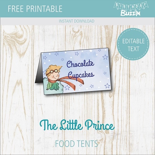 Free printable Little Prince Food tents