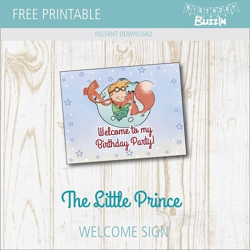 Free printable Little Prince Welcome Sign