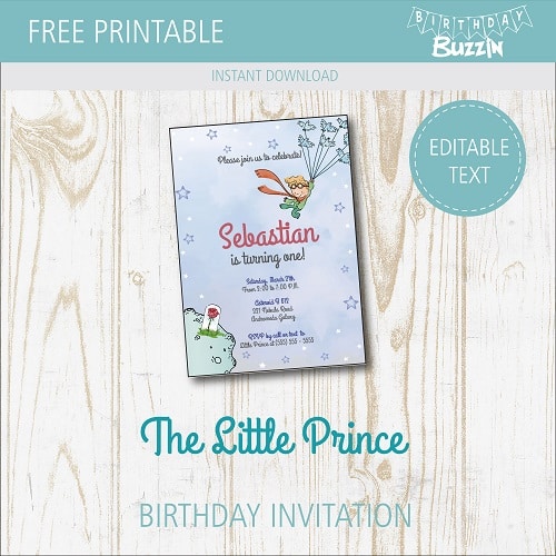 Free printable Little Prince birthday party Invitations