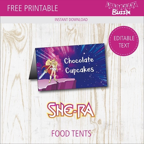 Free printable She-ra Food tents