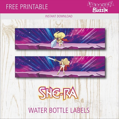 Free printable She-ra water bottle label