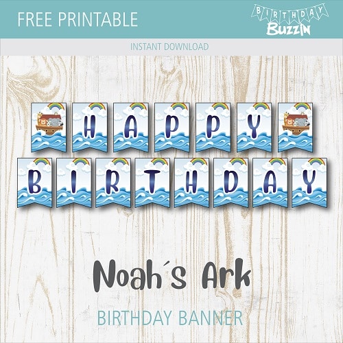 Free Printable Noah´s Ark Birthday Banner