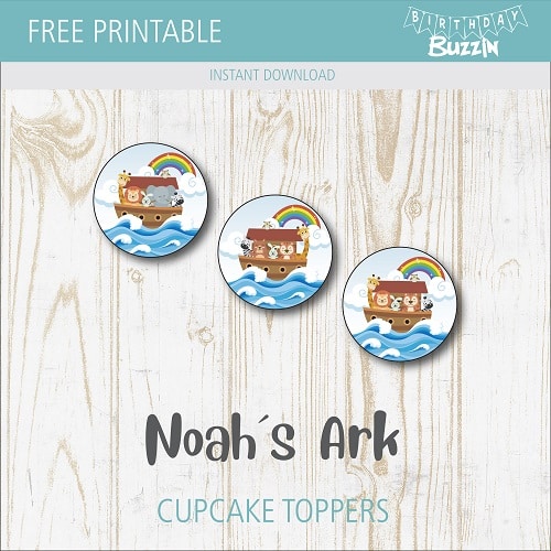 Free Printable Noah´s Ark Cupcake Toppers