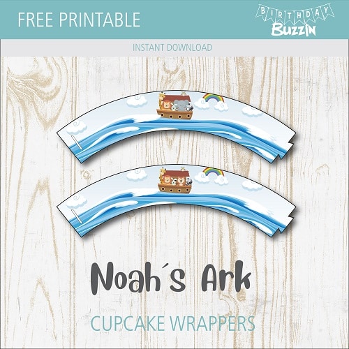 Free Printable Noah´s Ark Cupcake Wrappers