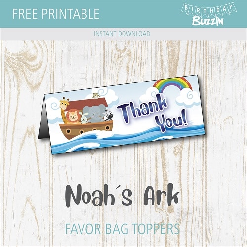 Free Printable Noah´s Ark Favor Bag Topper