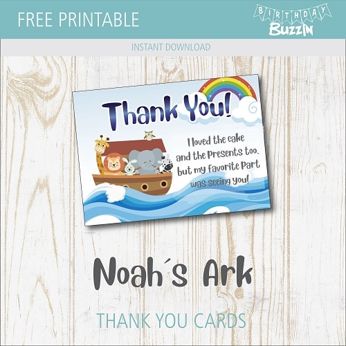 Free Printable Noah´s Ark Thank You Cards