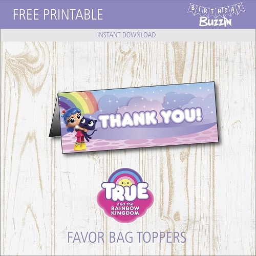 Free Printable True and the Rainbow Kingdom Favor Bag Toppers