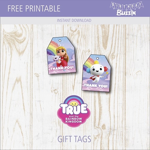 Free Printable True and the Rainbow Kingdom Favor Tags