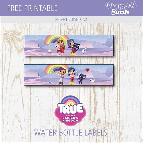 Free Printable True and the Rainbow Kingdom Water bottle labels