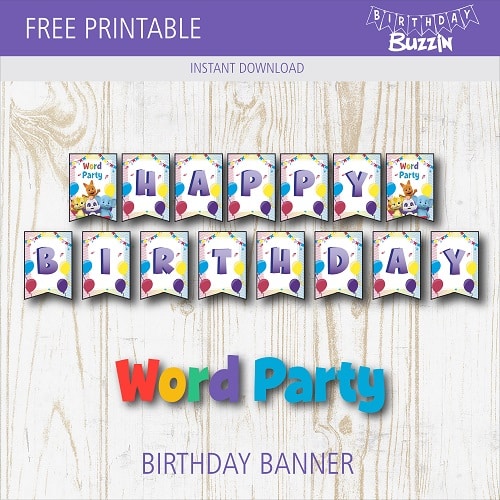 Free Printable Word Party Birthday Banner