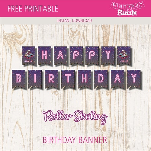 Free Printable Roller Skating Birthday Banner 