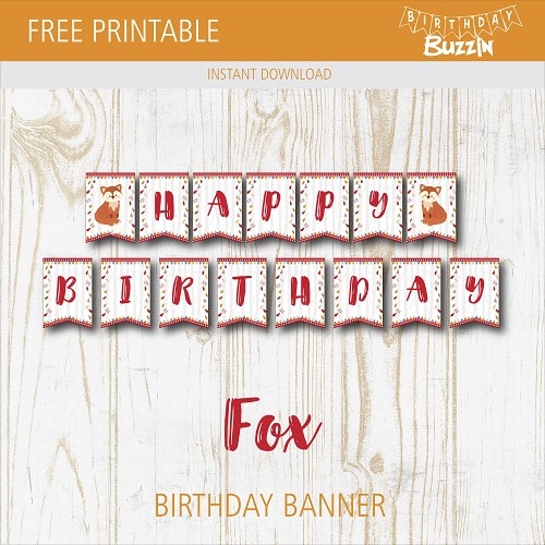 Free Printable Fox Birthday Banner