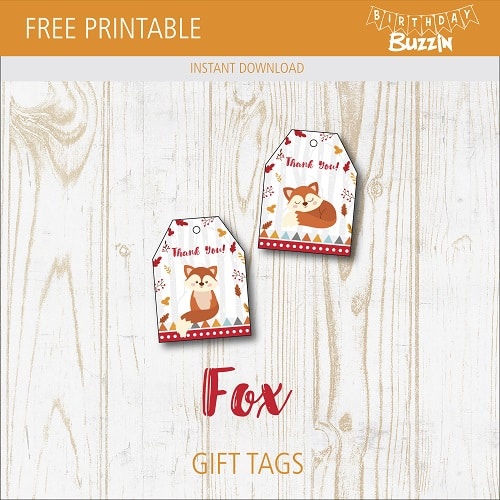 Free Printable Fox Favor Tags