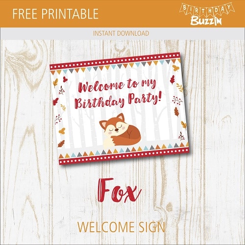 Free Printable Fox Welcome Sign