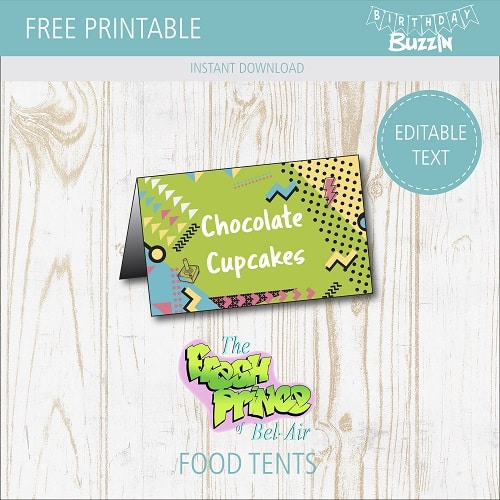 Free Printable Fresh Prince of Bel-Air Food tents