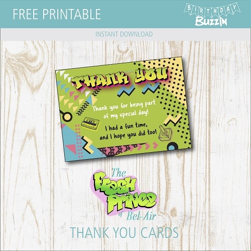 Free Printable Fresh Prince of Bel-Air Thank You Cards