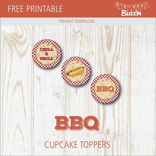 Free Printable BBQ Cupcake Toppers