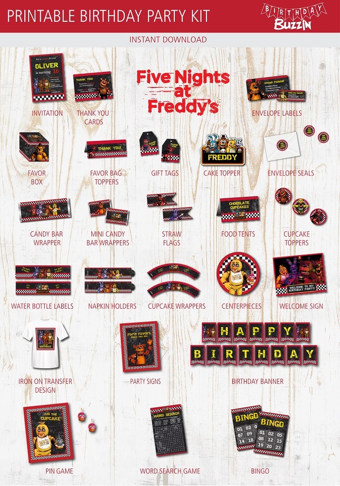 FNAF Five Nights at Freddy's Printable Birthday