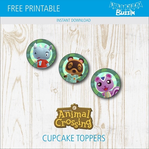 Free printable Animal Crossing Cupcake Toppers