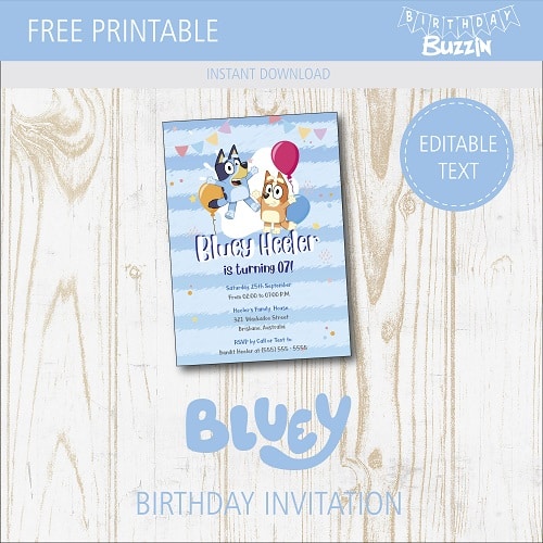 Free Printable Bluey Birthday Party Invitations Birthday Buzzin