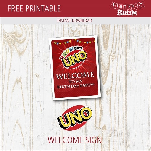 Free printable Uno Welcome Sign