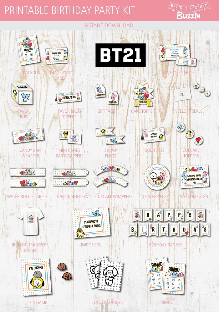 BTS Invitation for BTS Birthday Party Invite for BT21 Party 
